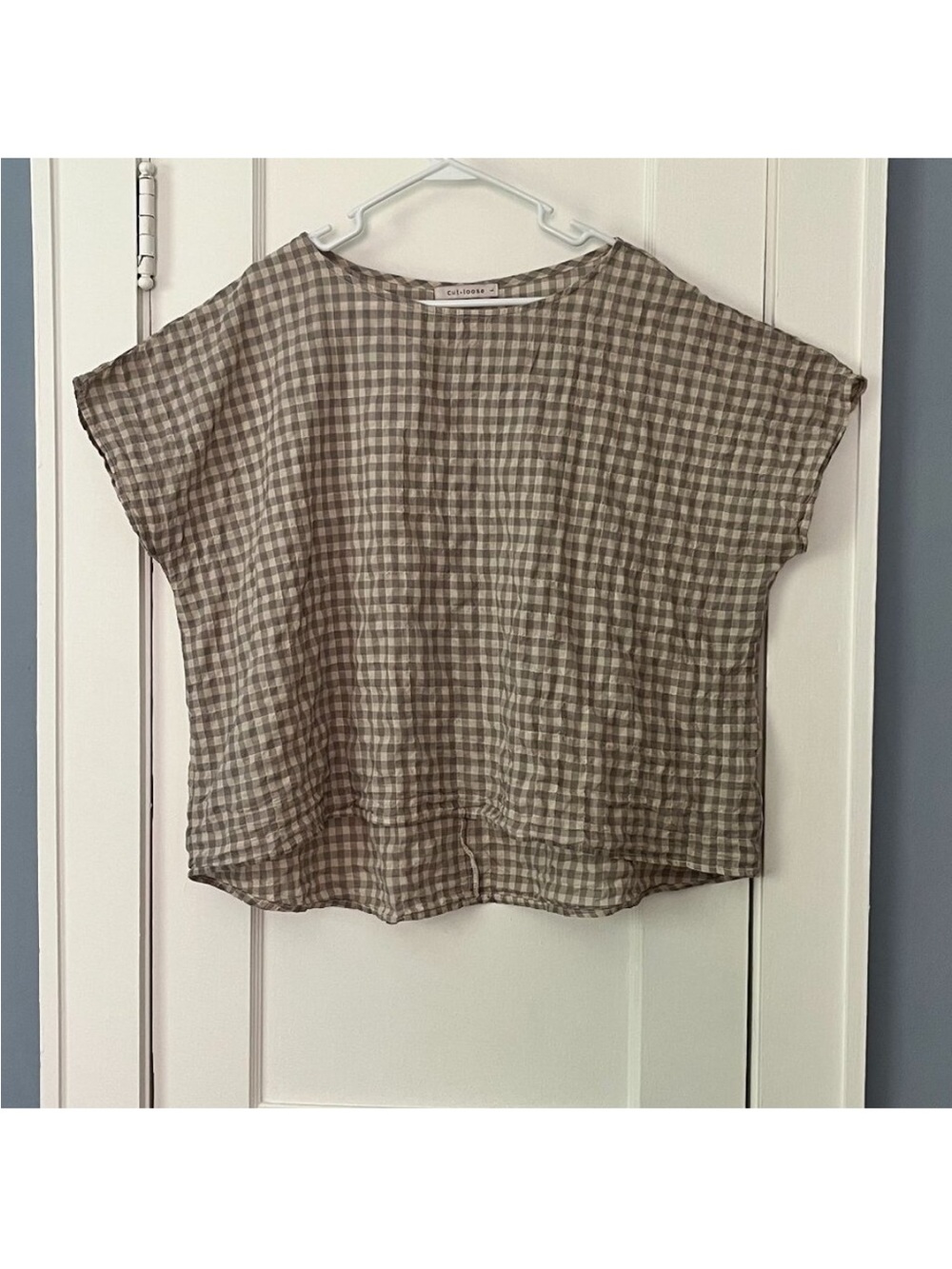 Cut Loose linen blend blouse size large boxy quilted plaid oversized lagenlook